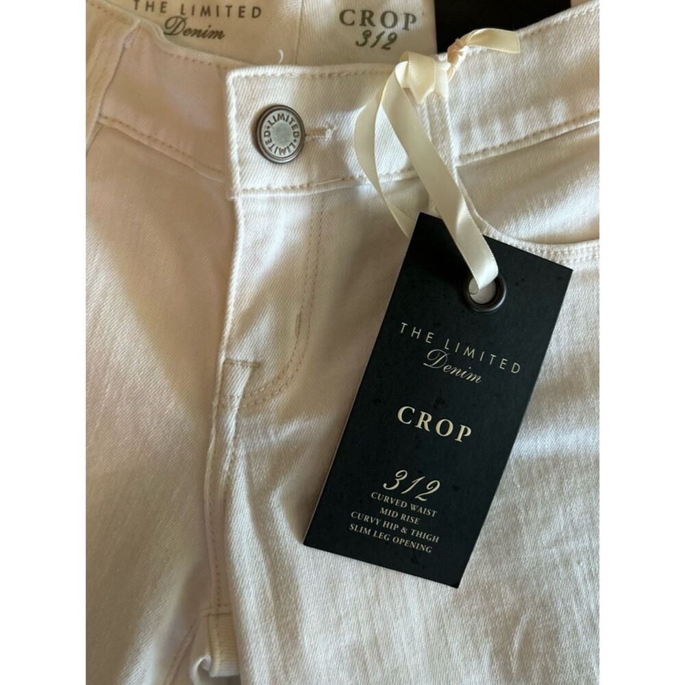 THE LIMITED White Capri Crop Jeans – Slim Mid‑Rise Stretch Denim – NWT Size 00 - Picture 9 of 9